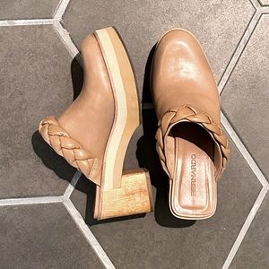 LIKE NEW Genuine Leather Platform Mules